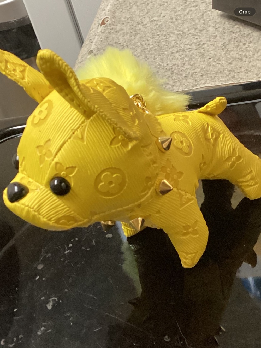Yellow Monogram Puppy Charm Keychain